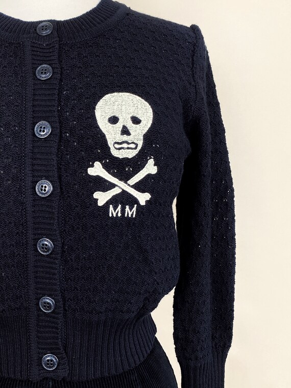 Skull cardigan sweater clearance