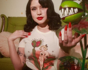 Feed Me Fitted T-shirt in Ivory size S,M,L,XL,2XL, 3XL vintage inspired by Mischief Made