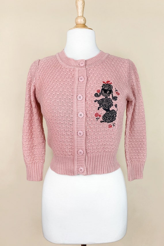 Poodle With Roses Cardigan in Peach 