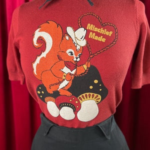 Lasso My Heart short sleeve Sweater size S,M,L,XL in Rust Vintage inspired By MISCHIEF MADE image 3