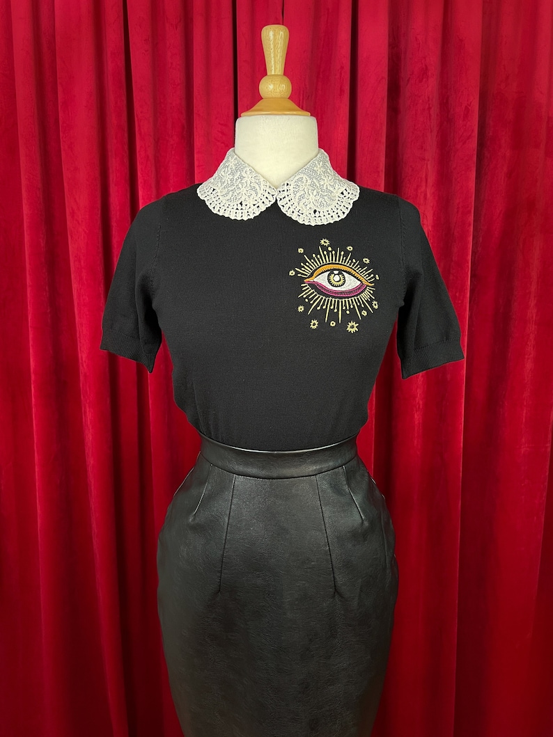 Third Eye short sleeve Sweater size S,M,L,XL in Black /Vintage inspired By MISCHIEF MADE image 2