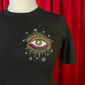 Third Eye short sleeve Sweater size S,M,L,XL in Black /Vintage inspired By MISCHIEF MADE image 4