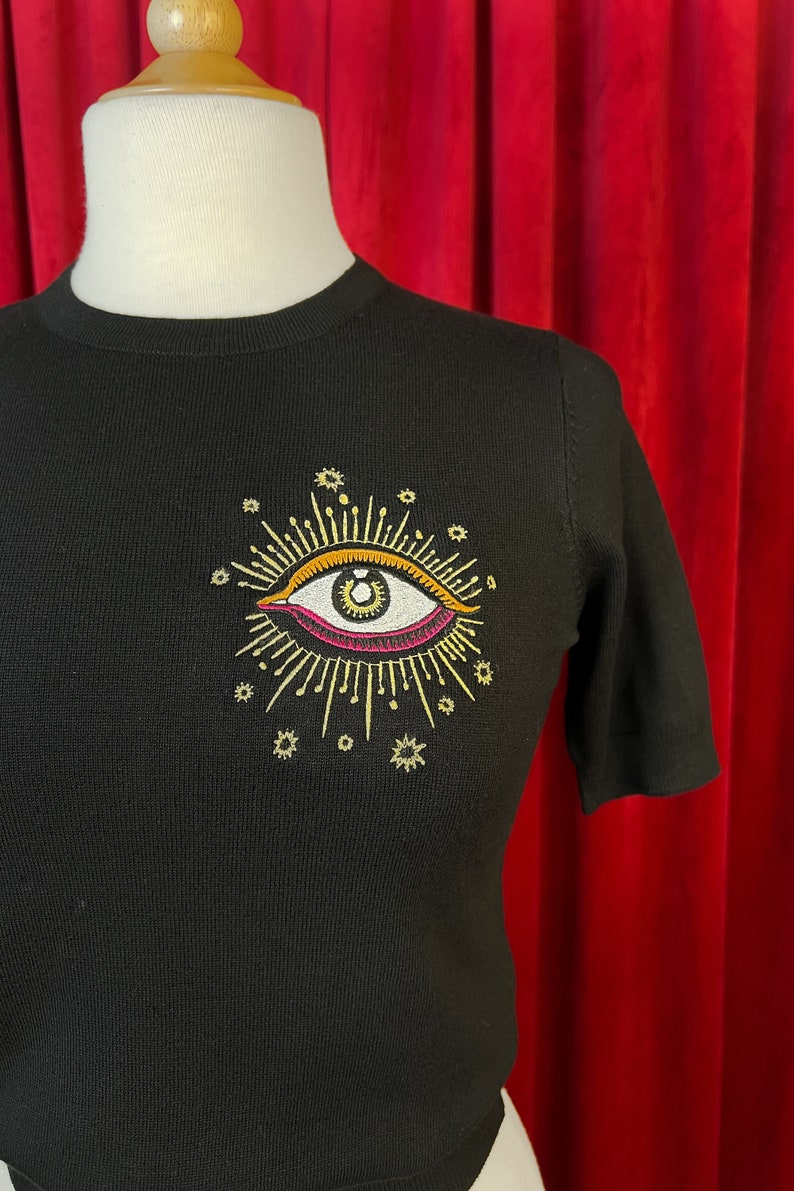 Third Eye short sleeve Sweater size S,M,L,XL in Black /Vintage inspired By MISCHIEF MADE image 4