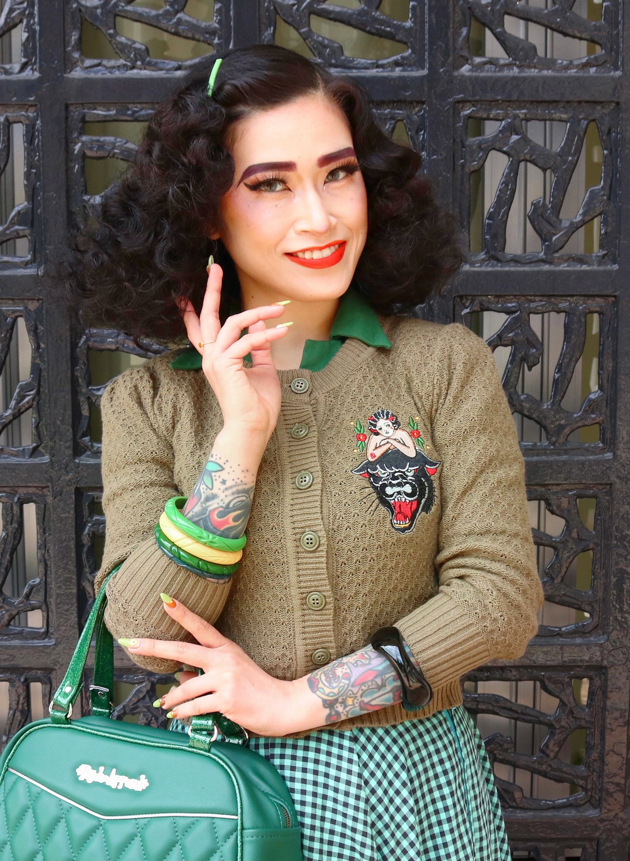 The Black Panther Cardigan in Olive 