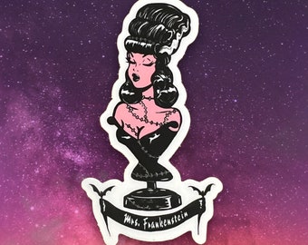 Mrs. Frankenstein - Clear Sticker  / Vintage inspired By MISCHIEF MADE