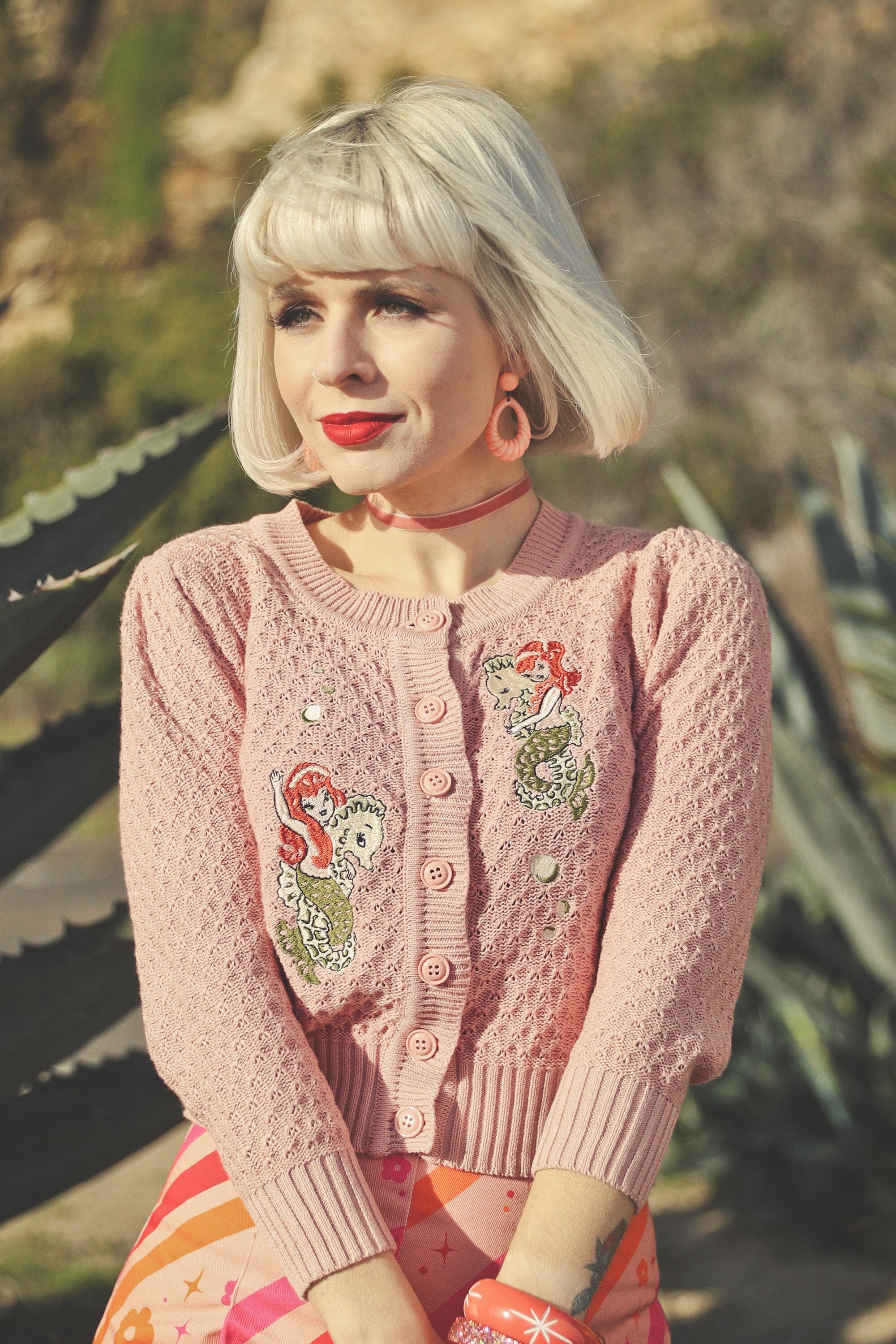 Peach Cardigan Girl Etsy