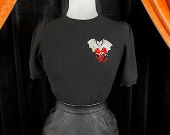 Key Master Bat short sleeve Sweater size S,M,L in Black  / Vintage inspired By MISCHIEF MADE