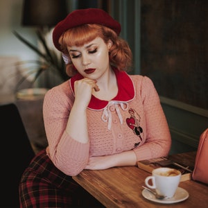 Hold On To Your Heart Cropped Cardigan in Peach Beige size S,M,L,XL Sweater Vintage inspired By MISCHIEF MADE image 5