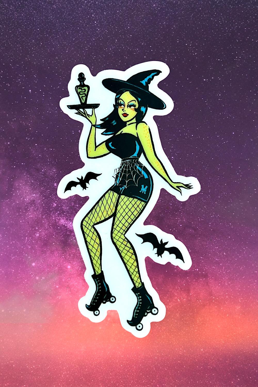Roller Hex - Clear Sticker  / Vintage inspired By MISCHIEF MADE, Witch