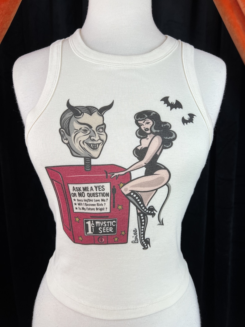 Devil's Fortune Rib Racer Tank in Natural Size S, M, L,XL, 2XL/ Vintage ...