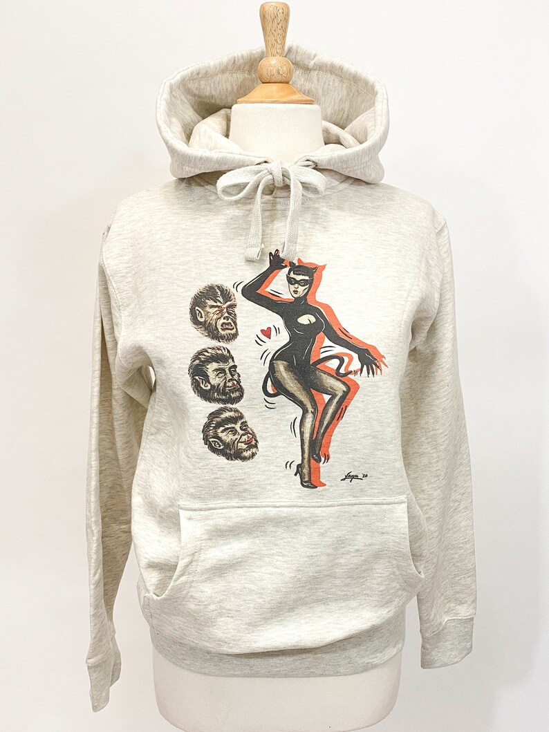 CatWoman Hoodie in Oatmeal Heather Unisex Body size Etsy