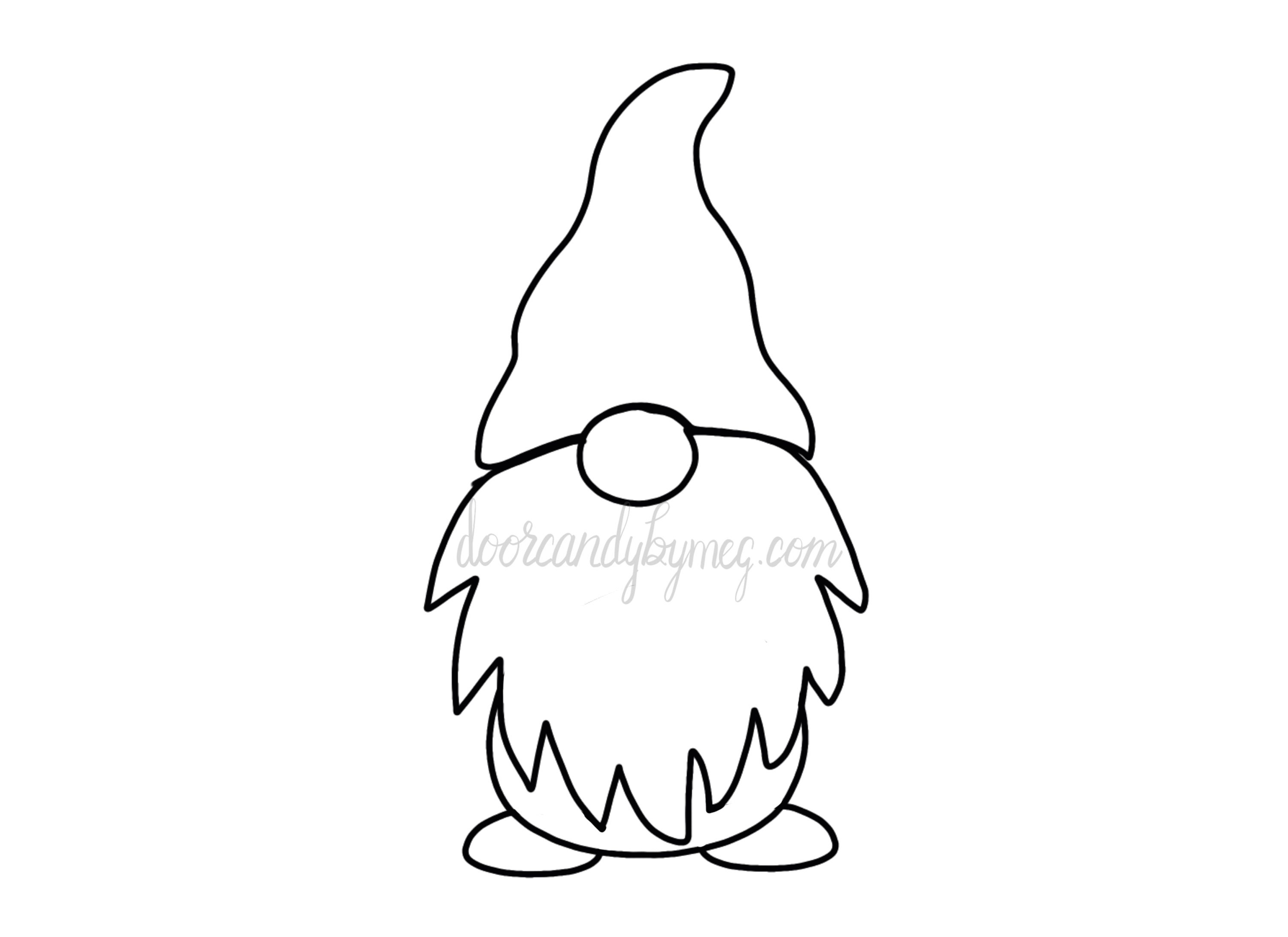 Gnome Door Hanger Template, Gnome Door Hanger Pattern, Garden Gnome ...