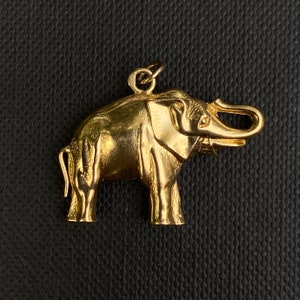 Shanghainese Laam Sandstone Elephant Pendant with 14K Gold and Ruby