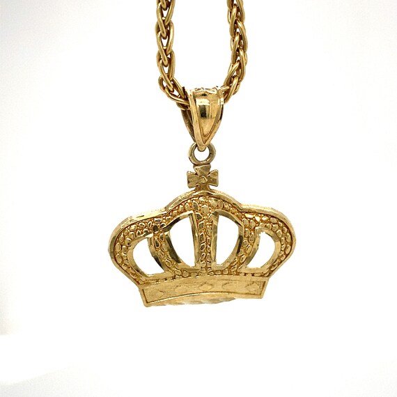 10k Yellow Gold Crown Pendant Solid 
