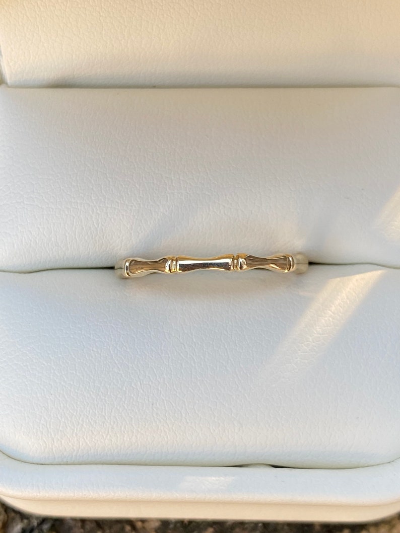 14k Yellow Gold Bamboo Stacking Band