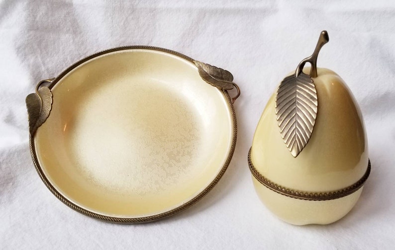 Vintage Evans Guilloche Pear Table Lighter and Ashtray 1950/'s Mid Century Hollywood Regency EXCELLENT CONDITION