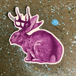 Jackalope sticker, rabbit sticker, Jackalope art, mythological animal sticker