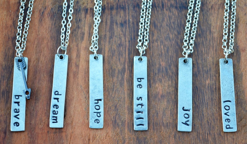 Customizable Stamped Pewter Necklace image 4