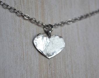 Pewter Heart Necklace - 17 inches