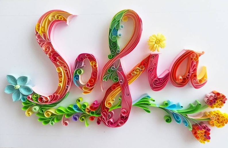 Custom Name Art, Personalized Name, Wall Art, Nursery name sign, Handmade Artwork, Home Decor, Wall Decor, Quilling Name, Birthday Gift, image 3