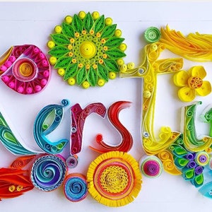 quilling Baby gift name personalized paper frame children wallpaper, decoration homedecor wedding birthday birth child girl handmade diy