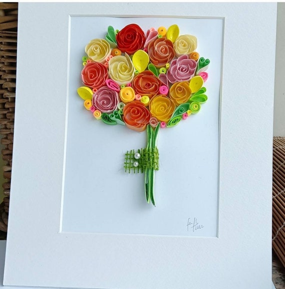 Paper Quilling Rose Flower Basket