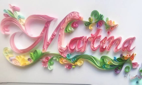 Nursery Wall Art Name Quilling Wallpaper Personalised Gift Quilled Home Design Decor Wedding Birthday Baby Room Custom Quilling Letter