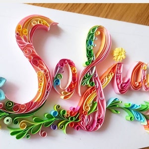 Custom Name Art, Personalized Name, Wall Art, Nursery name sign, Handmade Artwork, Home Decor, Wall Decor, Quilling Name, Birthday Gift, image 4