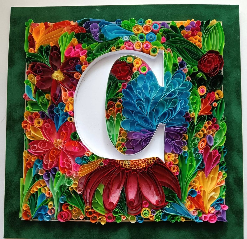 Quilling Wallpaper Art Letter C Initial Letter Alphabet Etsy