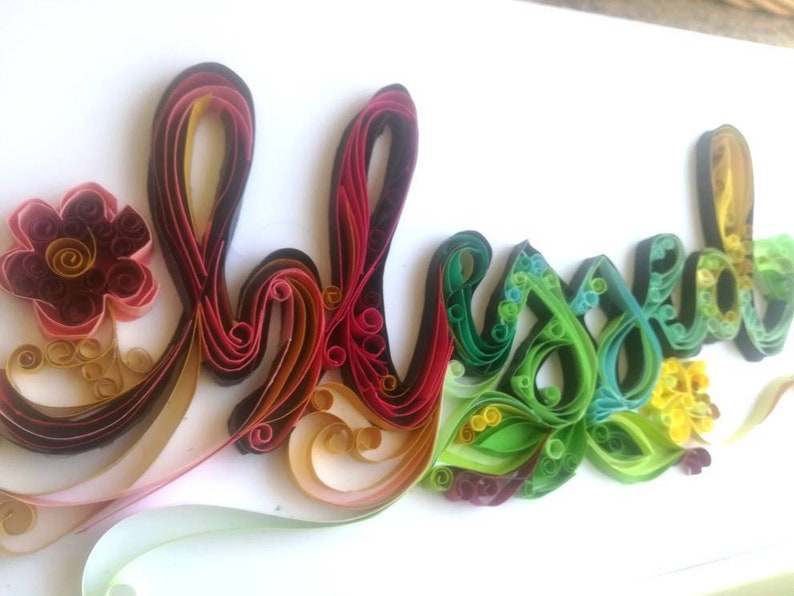 Quilling art letters quotes custom name words wallpaper Etsy España