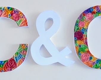 décor de mariage, signe de nom de mariage, mariage en papier Initials, signe initial personnalisé, engagement personnalisé de mariage, cadeau initial de mariée de mariage