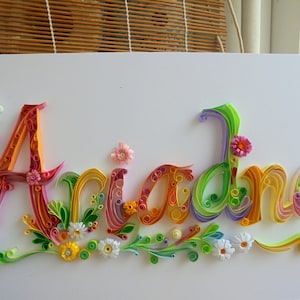 Handmade personalised paper quilling name, gift, custom names, paper filigree, children name, wall art, anniversary, wedding, decor, design,