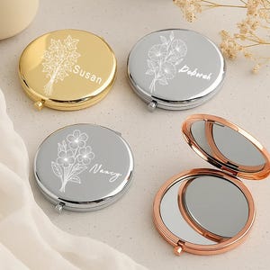 Personalized Folding Makeup Mirror with Name,Custom Compact Mirror for Bridesmaids,Wedding Favors,Travel Pocket Mirror,Custom Mirror for Her