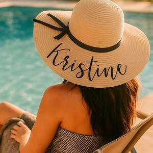 Personalized Bridesmaid Gift,Custom Name Straw Sun Hat,Embroidered Beach Hat,Wedding Party Gift,Boho Bride Sunhat,Summer Vacation Accessory