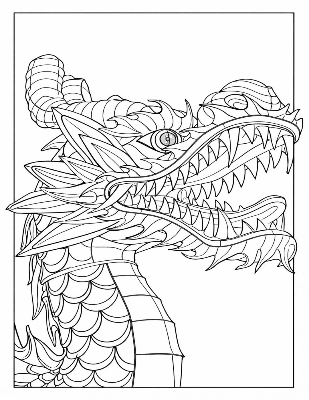 Dragon and Teeth Coloring Page | Adult Printable Fantasy Art | Digital ...
