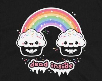Kawaii Cupcake T-Shirt, Pastel Goth Oversized Dead Inside Shirts, Grunge Clothing