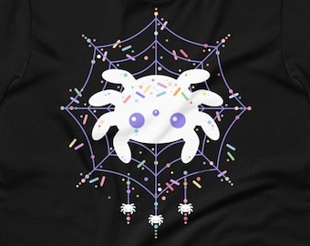 Creepy Cute Shirts, Kawaii Spider with Web, Spooky T-Shirts, Pastel Goth