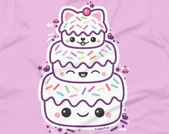 Fairy Kei Shirt, Kawaii Clothes, Cute Pastel T-Shirts, Kitty Cat Cake