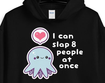 Funny Octopus Hoodie, Kawaii Clothes, Cute Hooded Sweatshirt, Plus Sizes Available