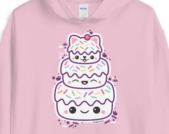 Pastel Kawaii Hoodie, Plus Sizes Available, Kitty Cat Cake, Cute Clothes