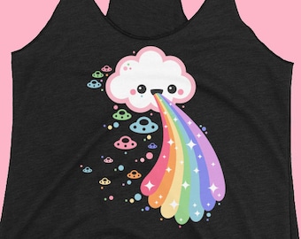 Pastel Goth Tank Tops, Soft Grunge Shirts, Kawaii Rainbow Alternative Clothing, Cute Puking Cloud, Aesthetic