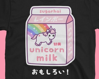 Kawaii Clothing, Cute Unicorn Milk Tops, Pastel Aesthetic Shirts, Plus Sizes