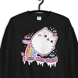 Pastel Goth Sweatshirt, Kawaii Clothing, I am the Void Kitty Cat, Cute Plus Sizes