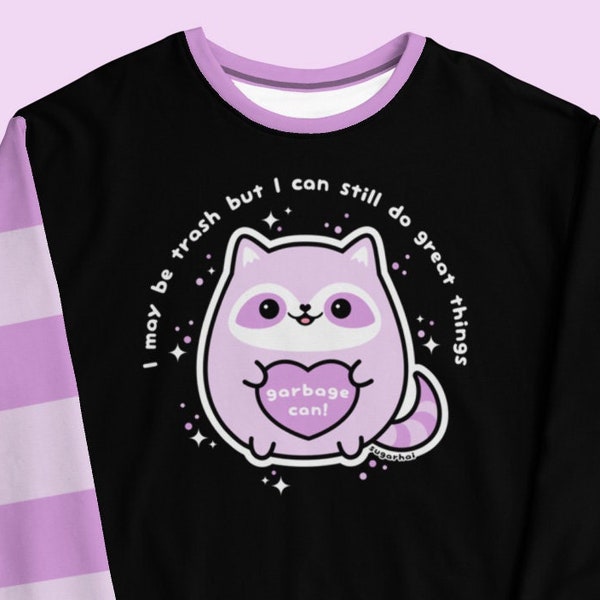 Süßes Sweatshirt mit Trash Panda, Kawaii Kleidung, Trashy Pastel Goth Waschbär, Plus Sizes