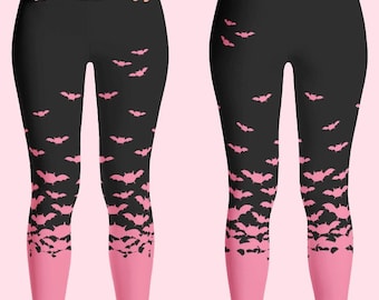 Pastel Goth Leggings with Bats, Kawaii Clothes, Creepy Cute Yoga Pants