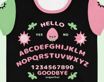 Strawberry Witchy Board Crop Tops, Pastel Goth Clothing, Plus Sizes