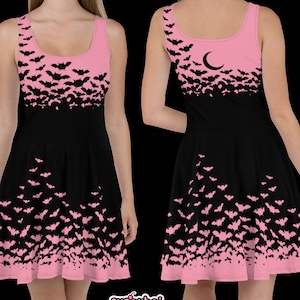 Pastel Goth Black Dress with Pastel Bats | Creepy Cute | Spooky Clothes | Kawaii Clothing | Plus Sizes