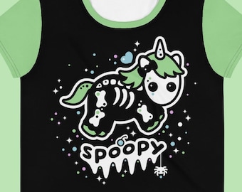 Spoopy Cute Unicorn Crop Top, Pastel Goth Clothing, Spooky, Plus Sizes