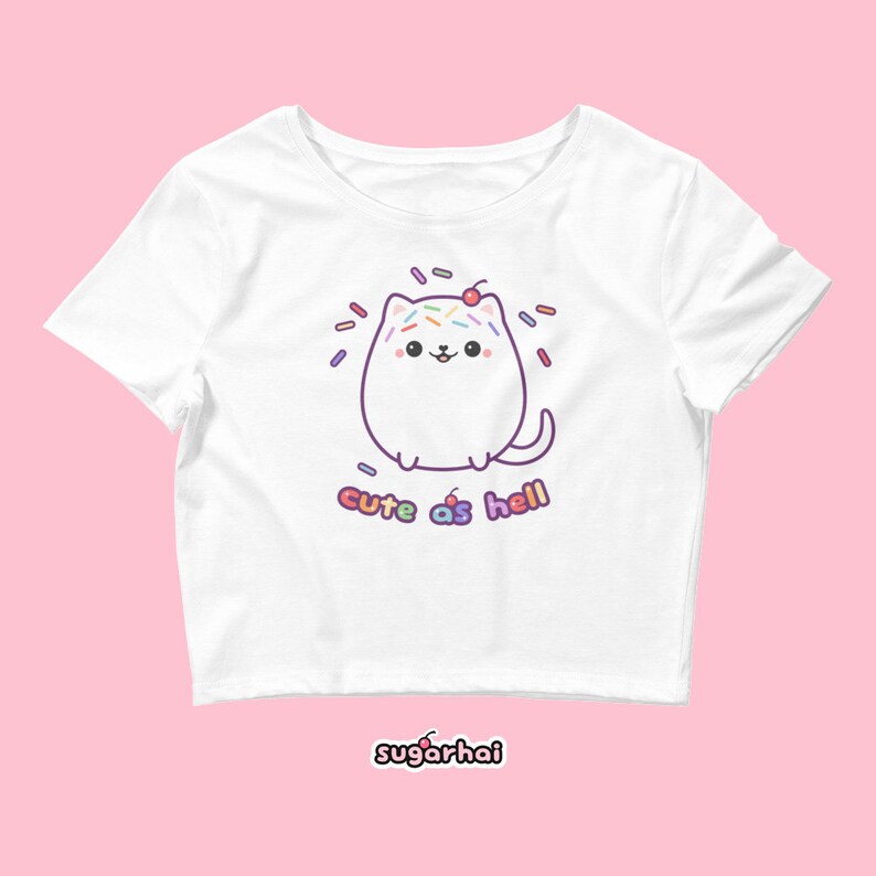 Kawaii Kitten Shirts Cute as Hell Kitty Cat Crop Tops for Etsy