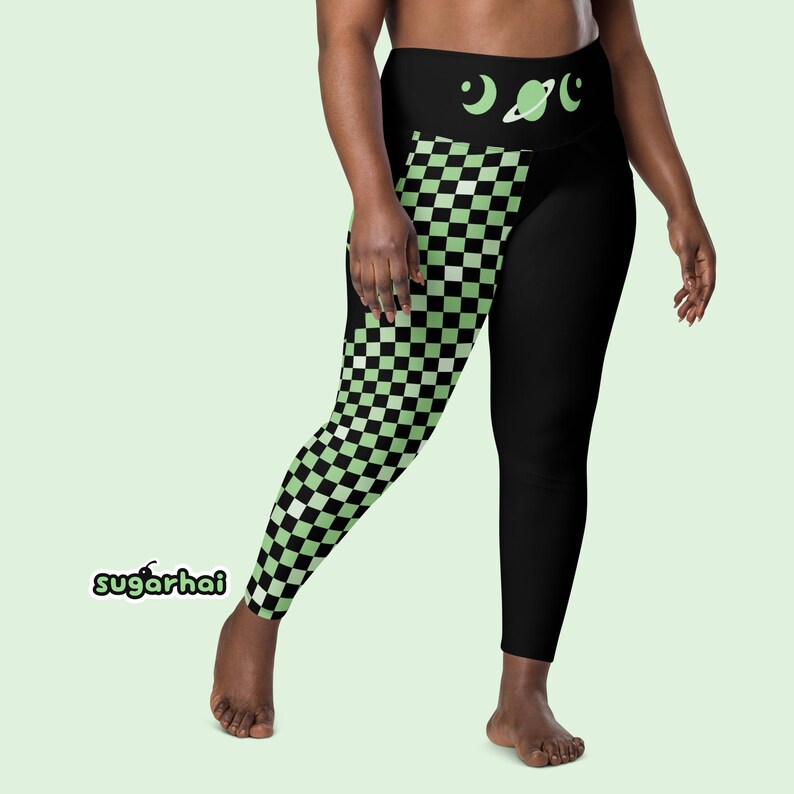 Pastel Goth Leggings With Pockets Space Alien Details Plus Etsy